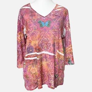 Glima V-neck Novelty Pink Y2K Vibes Cotton Tee Top